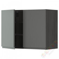 ⭐METOD⭐Навесной шкаф с полками/2 дверь, черный/Voxtorpтемно-серый, 80x60 cm⭐ИКЕА-89464204