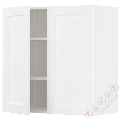⭐METOD⭐Навесной шкаф с полками/2 дверь, белый Enköping/белый имитация дерева, 80x80 cm⭐ИКЕА-49473465