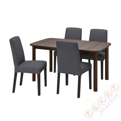 ⭐STRANDTORP / BERGMUND⭐Таблица и 4 стулья, коричневый/Gunnared в среднем Серый, 150/205/260 cm⭐ИКЕА-79441053
