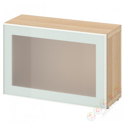 ⭐BESTA⭐Сайт, подражаниеacja дуб bejcowанеgo na biało Glassvik/белый/jasna зеленыйeń матовое стекло, 60x22x38 cm⭐ИКЕА-59490469