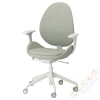 ⭐HATTEFJALL⭐Офисный стул с подлокотниками, Gunnared светло-зеленый/белый⭐ИКЕА-70532953