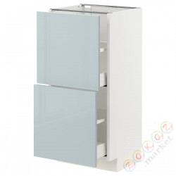 ⭐METOD / MAXIMERA⭐Напольный шкаф с 2 ящики, белый/Kallarp jasnoсерый-синий, 40x37 cm⭐ИКЕА-99479455