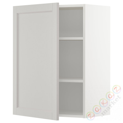 ⭐METOD⭐Навесной шкаф с полками, белый/Lerhyttan светло-серый, 60x80 cm⭐ИКЕА-09466706