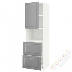 ⭐METOD / MAXIMERA⭐В шкафу для микрофона дверь/2 ящики, белый/Bodbyn Серый, 60x60x200 cm⭐ИКЕА-29468969