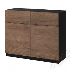 ⭐KLACKENAS⭐Комод, черный/шпон дуб коричневый морилка, 120x97 cm⭐ИКЕА-90506750