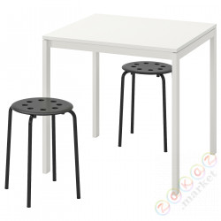 ⭐MELLTORP / MARIUS⭐Таблица и 2 табуреты, белый/черный, 75 cm⭐ИКЕА-99011764
