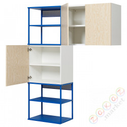 ⭐PLATSA⭐Otwarta универсалn regałowa с3 дверь, белый Kalbåden/синий, 140x42x182 cm⭐ИКЕА-09522910