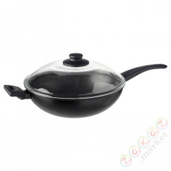⭐HEMLAGAD⭐Wok с крышкой, черный, 28 cm⭐ИКЕА-00462519