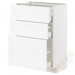 ⭐METOD / MAXIMERA⭐Напольный шкаф с 3 ящики, белый Enköping/белый имитация дерева, 60x37 cm⭐ИКЕА-99473444