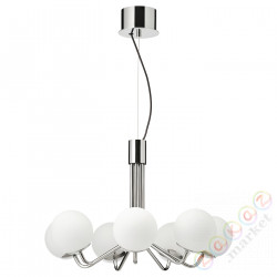 ⭐SIMRISHAMN⭐Żyrandol, 7 плечи, хром/опаловое белое стекло⭐ИКЕА-60451872