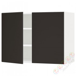 ⭐METOD⭐Навесной шкаф с полками/2 дверь, белый/Кунгсбака антрацит, 80x60 cm⭐ИКЕА-09458928