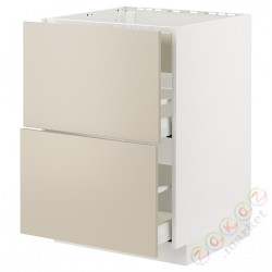 ⭐METOD / MAXIMERA⭐Постоянный шкаф/капюшон zint. с ящиками, белый/Havstorp бежевый, 60x60 cm⭐ИКЕА-79477706