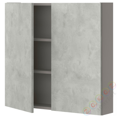 ⭐ENHET⭐настенный шкаф 2 полки/дверь, Серый/имитация бетона, 80x17x75 cm⭐ИКЕА-29323679