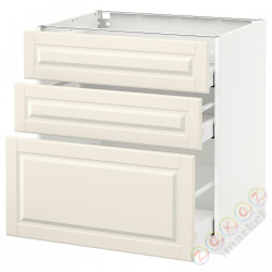 ⭐METOD / MAXIMERA⭐Напольный шкаф с 3 ящики, белый/Bodbyn сливочный, 80x60 cm⭐ИКЕА-49049689