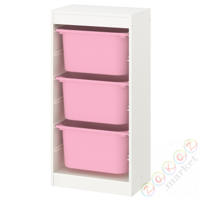 ⭐TROFAST⭐Книжный шкаф с контейнерами, белый/розовый, 46x30x94 cm⭐ИКЕА-89533226