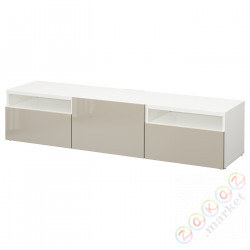 ⭐BESTA⭐Тумба под ТВ, белый/Selsviken глянцевый бежевый, 180x42x39 cm⭐ИКЕА-09399076