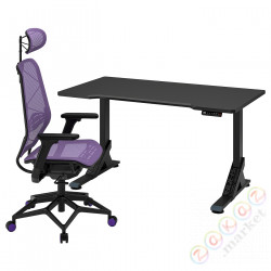 ⭐UPPSPEL / STYRSPEL⭐стол письменный gamingowe i cesło, черный/Виолетта, 140x80 cm⭐ИКЕА-69491388