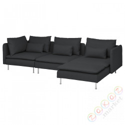 ⭐SODERHAMN⭐Диван 4-пассажир с шезлонгом, Fridtuna темно-серый⭐ИКЕА-49449611