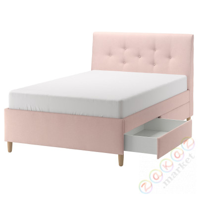 ⭐IDANAS⭐Мягкая кровать сящики, Gunnared бледно-розовый, 140x200 cm⭐ИКЕА-80447167