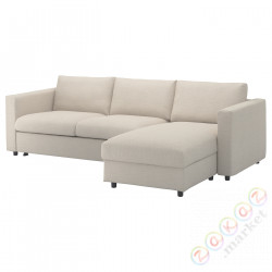 ⭐VIMLE⭐3o раскладывающийся чехол для дивана с шезлонгом, Gunnared бежевый⭐ИКЕА-69399304