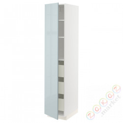 ⭐METOD / MAXIMERA⭐Высокий шкаф с ящики, белый/Kallarp jasnoсерый-синий, 40x60x200 cm⭐ИКЕА-69478947