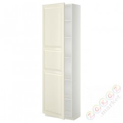 ⭐METOD⭐Высокий шкаф/полки, белый/Bodbyn сливочный, 60x37x200 cm⭐ИКЕА-09461445