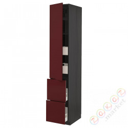 ⭐METOD / MAXIMERA⭐H пополам/4 шу/Drz/2 fr, черный калларп/темно-красно-коричневый блеск, 40x60x220 cm⭐ИКЕА-49328082