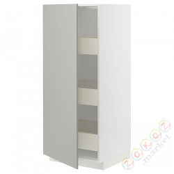 ⭐METOD / MAXIMERA⭐Высокий шкаф с ящики, белый/Havstorp светло-серый, 60x60x140 cm⭐ИКЕА-49538730