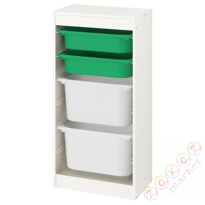 ⭐TROFAST⭐Книжный шкаф с контейнерами, белый/зеленый белый, 46x30x94 cm⭐ИКЕА-79533199
