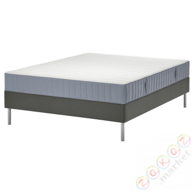 ⭐LYNGOR⭐Континентальная кровать, Valevåg жесткий/светло-синий темно-серый, 180x200 cm⭐ИКЕА-79551800