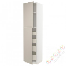 ⭐METOD / MAXIMERA⭐Шкаф, высота 2дверь/4лопата, белый/Stensund бежевый, 60x60x240 cm⭐ИКЕА-89456077