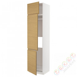 ⭐METOD⭐Ледяной шкаф высокий/замораживание/3Drz, белый/Voxtorpподражание. дуб, 60x60x240 cm⭐ИКЕА-89537875