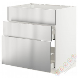 ⭐METOD / MAXIMERA⭐Форма L + 3F/2шу, белый/Vårsta нержавеющая сталь, 80x60 cm⭐ИКЕА-49329878