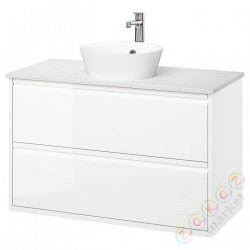 ⭐ANGSJON / KATTEVIK⭐Sзаf umyw сящики/umyw/bateria, глянцевый белый/белый имитация мрамора, 102x49x80 cm⭐ИКЕА-29521575