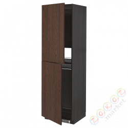 ⭐METOD⭐Шкаф, высокий лед/проживающий, черный/Sinarp коричневый, 60x60x200 cm⭐ИКЕА-79405494