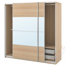 ⭐PAX / MEHAMN/AULI⭐Комбинация шкафов, под беленый дуб 2str/под беленый дуб зеркало, 200x66x201 cm⭐ИКЕА-29432980