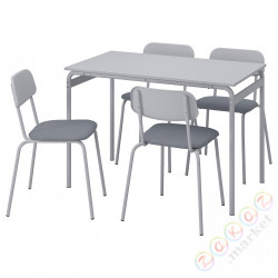 ⭐GRASALA / GRASALA⭐Таблица и 4 стулья, Серый Серый/Серый, 110 cm⭐ИКЕА-69484043