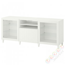 ⭐BESTA⭐Тумба под ТВ с ящики, белый/Sutterviken/Каббарп белое прозрачное стекло, 180x42x74 cm⭐ИКЕА-09384555