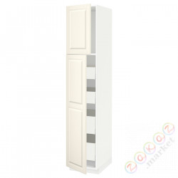 ⭐METOD / MAXIMERA⭐Шкаф, высота 2дверь/4лопата, белый/Bodbyn сливочный, 40x60x200 cm⭐ИКЕА-49459803