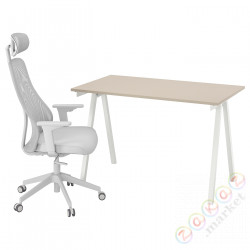 ⭐TROTTEN / MATCHSPEL⭐стол письменный i cesło, бежевый/белый светло-серый⭐ИКЕА-69537697