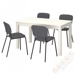 ⭐LANEBERG / KARLJAN⭐Таблица и 4 стулья, белый/темно-серый темно-серый, 130/190x80 cm⭐ИКЕА-99304781