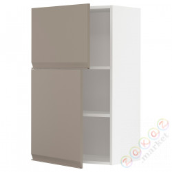 ⭐METOD⭐Навесной шкаф с полками/2 дверь, белый/Upplöv матciemnoбежевый, 60x100 cm⭐ИКЕА-29492295