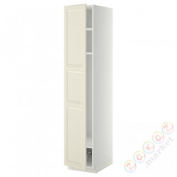 ⭐METOD⭐Высокий шкаф, полки/докторuciany, белый/Bodbyn сливочный, 40x60x200 cm⭐ИКЕА-29463815