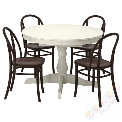 ⭐INGATORP / SKOGSBO⭐Таблица и 4 стулья, белый белый/темно коричневый, 110/155 cm⭐ИКЕА-99515095