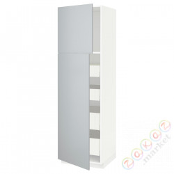 ⭐METOD / MAXIMERA⭐Шкаф, высота 2дверь/4лопата, белый/Veddinge Серый, 60x60x200 cm⭐ИКЕА-79455460