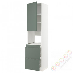 ⭐METOD / MAXIMERA⭐Обувь для микрокомбо дверь/3шу, белый/Bodarp серо-зеленый, 60x60x240 cm⭐ИКЕА-89467269