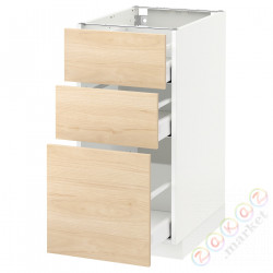 ⭐METOD / MAXIMERA⭐Напольный шкаф с 3 ящики, белый/Askersund яркий узор ясеня, 40x60 cm⭐ИКЕА-09215930