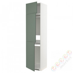 ⭐METOD⭐Ледяной шкаф высокий/замораживание/3Drz, белый/Bodarp серо-зеленый, 60x60x240 cm⭐ИКЕА-09466607