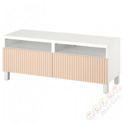 ⭐BESTA⭐Тумба под ТВ с ящики, белый/Björköviken/Stubbarp березовый шпон, 120x42x48 cm⭐ИКЕА-29435870