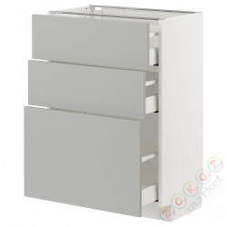 ⭐METOD / MAXIMERA⭐Напольный шкаф с 3 ящики, белый/Havstorp светло-серый, 60x37 cm⭐ИКЕА-79538413